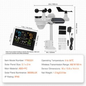 7 in 1 wireless weather station 75 in color display digital weather station indoor outdoor for temperature humidity wind speeddirection rain uv with forecast data alarm alerts no wifi 5.jpg