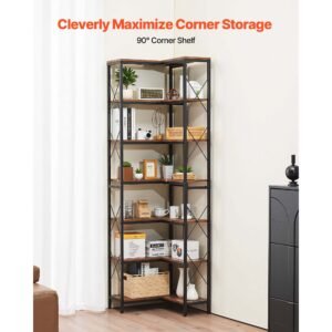 7 tier corner bookshelf 79 tall corner bookcase with heavy duty metal frame wooden shelves industrial reversible l shaped corner display shelf for bedroom living room office 1.jpg