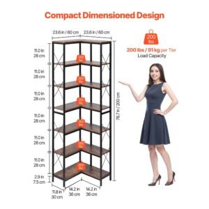 7 tier corner bookshelf 79 tall corner bookcase with heavy duty metal frame wooden shelves industrial reversible l shaped corner display shelf for bedroom living room office 2.jpg