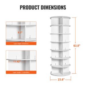 7 tiers rotating shoe rack tower 360spinning shoe display revolving shoe rack storage round carousel lazy susan shoe rack organizer ideal for bedroom living room entryway white 3.jpg