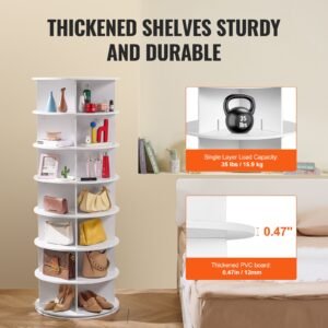 7 tiers rotating shoe rack tower 360spinning shoe display revolving shoe rack storage round carousel lazy susan shoe rack organizer ideal for bedroom living room entryway white 4.jpg