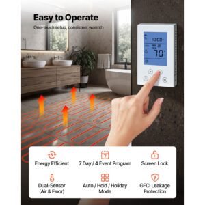 70 sqft self adhesive mesh floor heating mat system 120v electric radiant heated floor system with smart control thermostat alarm easy installation for tile stone vinyl 3.jpg