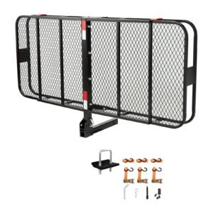 70" x 30" x 6", Hitch Cargo Carrier, 500 lbs Capacity Hitch Cargo Carrier with Nighttime Reflective Reminder, Folding Hitch Mount Cargo Carrier with Hitch Lock for 2" Receiver, Fit for SUVs
