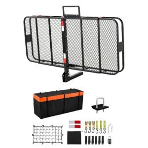 70" x 30" x 6", Hitch Cargo Carrier, 500 lbs Capacity Hitch Cargo Carrier with Ratchet Straps & Cargo Bag, Folding Hitch Mount Cargo Carrier with Hitch Lock for 2" Receiver, Fit for SUVs