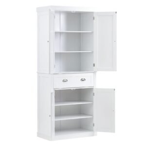 72 kitchen pantry storage cabinet freestanding utility cabinets with doors drawer and 3 adjustable shelves tall food buffet pantries for kitchen living room dinning room laundry white 5.jpg