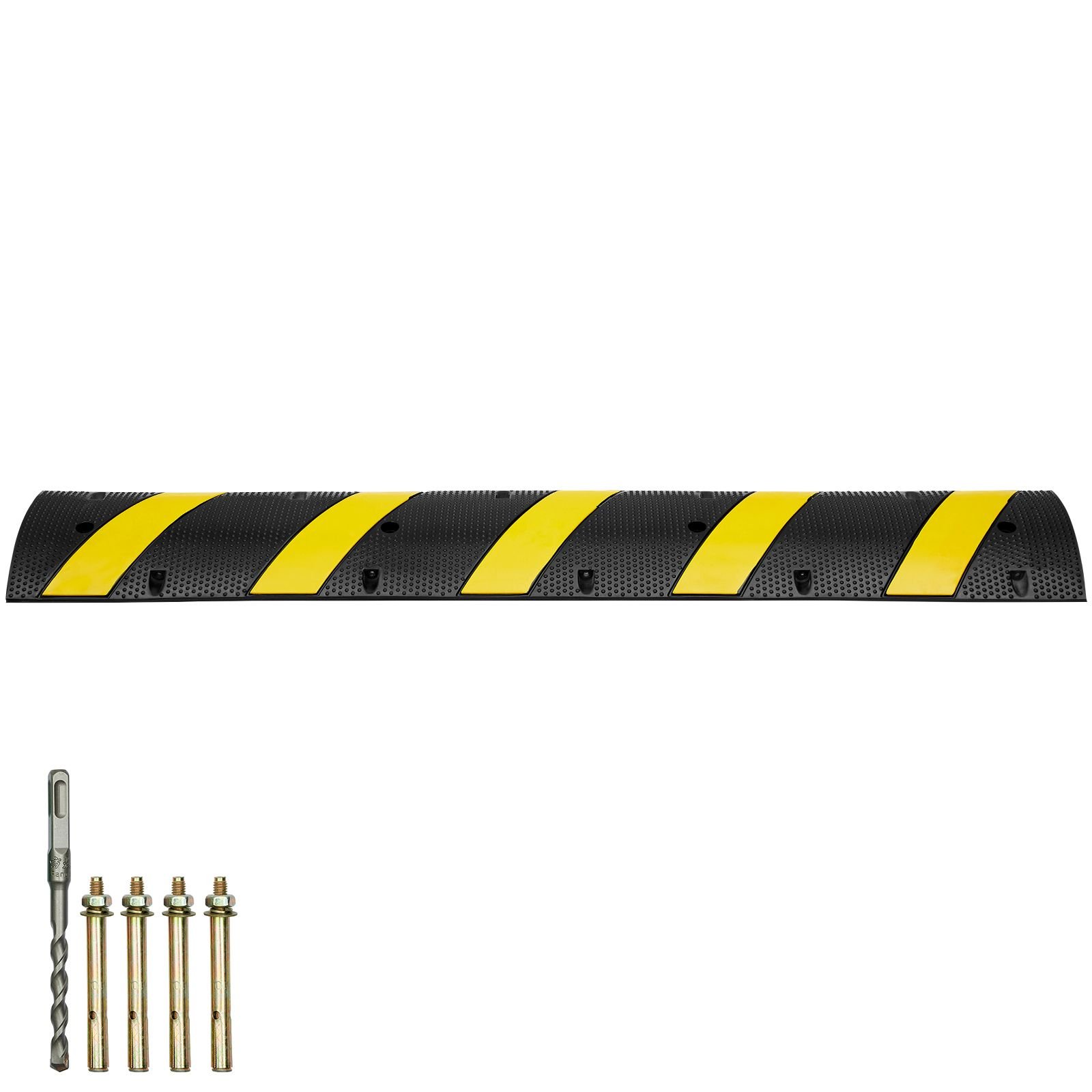 72 rubber speed bump dual channel supports up to 22000 lbs durable traffic speed hump with bright yellow reflective strip includes 4 expansion screws drill for asphalt concrete grav.jpg