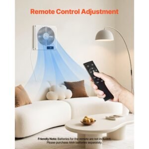 7.5 inch room to room fan, 2 in 1 305 cfm through wall fan with remote control & two way airflow, 10 speed ventilation quiet vent for kitchen, living & laundry room workshop