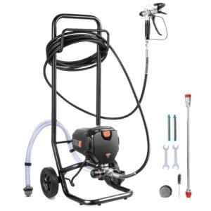 750W Stand Airless Paint Sprayer, 3000PSI High Efficiency Electric Airless Sprayer With Cart, Paint Sprayers for Home Interior and Exterior Furniture and Fences, Fine And Even Painting Effect