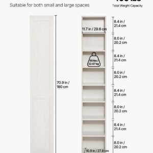 8 tiers narrow bookshelf 71 in wooden tall open bookcase with height adjustable shelf freestanding display storage floor bookcase bookshelf for library bedroom living room office white 1.jpg