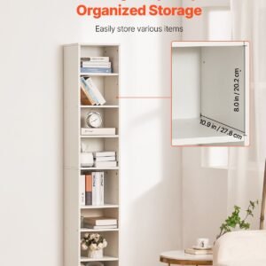 8 tiers narrow bookshelf 71 in wooden tall open bookcase with height adjustable shelf freestanding display storage floor bookcase bookshelf for library bedroom living room office white 2.jpg