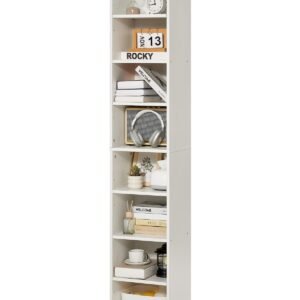 8 tiers narrow bookshelf 71 in wooden tall open bookcase with height adjustable shelf freestanding display storage floor bookcase bookshelf for library bedroom living room office white.jpg