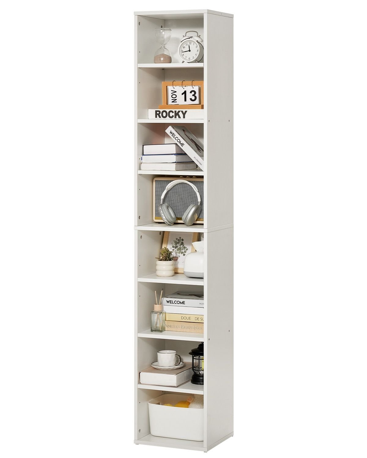 8 tiers narrow bookshelf 71 in wooden tall open bookcase with height adjustable shelf freestanding display storage floor bookcase bookshelf for library bedroom living room office white.jpg