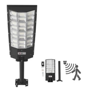 8000W Solar Street Light Outdoor, 450000LM, Commercial Parking Lot Light Dusk to Dawn, LED Flood Security Lamp with Motion Sensor, IP65 Waterproof Outdoor Lighting, for Driveway Yard, 1 Pack