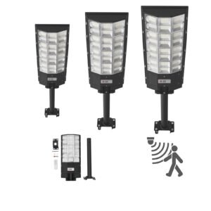 8000W Solar Street Lights Outdoor, 450000LM, Commercial Parking Lot Lights Dusk to Dawn, LED Flood Security Lamp with Motion Sensor, IP65 Waterproof Outdoor Lighting, for Driveway Yard, 3 Pack
