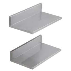 8.6" x 16" Stainless Steel Shelf, Wall Mounted Floating Shelving with Backsplash, 44 lbs Load Capacity Commercial Shelves, Heavy Duty Storage Rack for Restaurant, Kitchen, Bar, Home, and Hotel