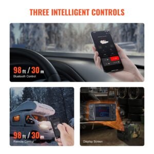 8kw diesel heater, 12v/24v all in one diesel air heater, bluetooth app control, remote control and display screen, co alarm, fast heating horizontal portable diesel heater for vehicles, garage