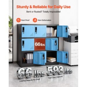 9 doors metal locker lockable steel storage cabinet 66 lbs loading capacity 2 keys for each door 3 tiers employee lockers for office school gym easy assembly 354 x 177 x 37 in black 3.jpg