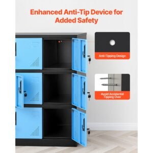 9 doors metal locker lockable steel storage cabinet 66 lbs loading capacity 2 keys for each door 3 tiers employee lockers for office school gym easy assembly 354 x 177 x 37 in black 5.jpg