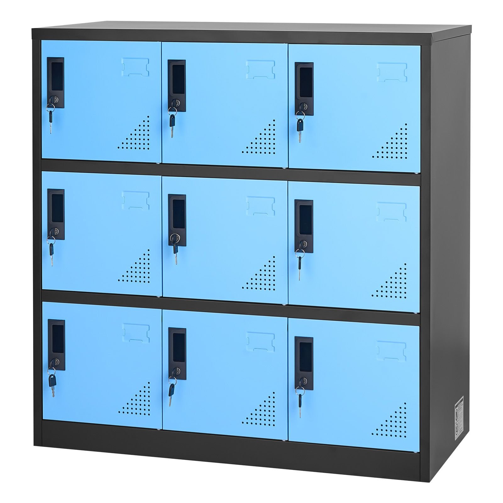 9 doors metal locker lockable steel storage cabinet 66 lbs loading capacity 2 keys for each door 3 tiers employee lockers for office school gym easy assembly 354 x 177 x 37 in black.jpg