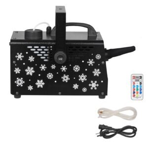 900W Snow Machine with 9 LED RGB Lights, 12 LED Lighting Colors, and Wireless Remote, Handheld/Hanging Outdoor Snowflake Machine Fake Snow Machines with 1L Tank for Christmas Party
