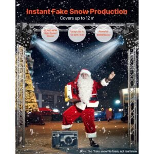 900w snow machine with 9 led rgb lights, 12 led lighting colors, and wireless remote, handheld/hanging outdoor snowflake machine fake snow machines with 1l tank for christmas party