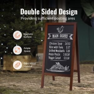 a frame chalkboard sign double sided sidewalk signs freestanding vintage wooden chalk board with chalks magnetic eraser rustic brown outdoor sandwich board 20x40 kitchen home wedding 1.jpg