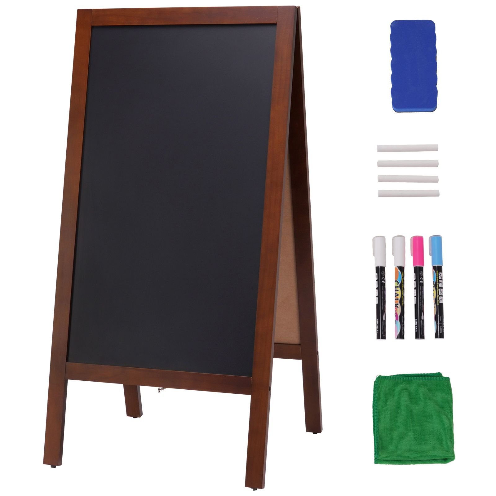 a frame chalkboard sign double sided sidewalk signs freestanding vintage wooden chalk board with chalks magnetic eraser rustic brown outdoor sandwich board 20x40 kitchen home wedding.jpg