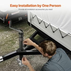 a frame trailer jack 2000 lbs dynamic load capacity trailer jack stand with handle rectangular footpad 15 inch vertical travel suitable for rv horse utility trailers yacht trailers 3.jpg