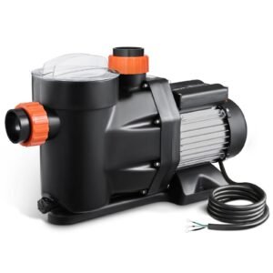 above ground pool pump 2 hp 135 gpm max flow single speed swimming pool pump 220v 3450 rpm 61 ft max head lift with pp shell strainer basket 122 fahrenheit max water temp no plug 3.jpg