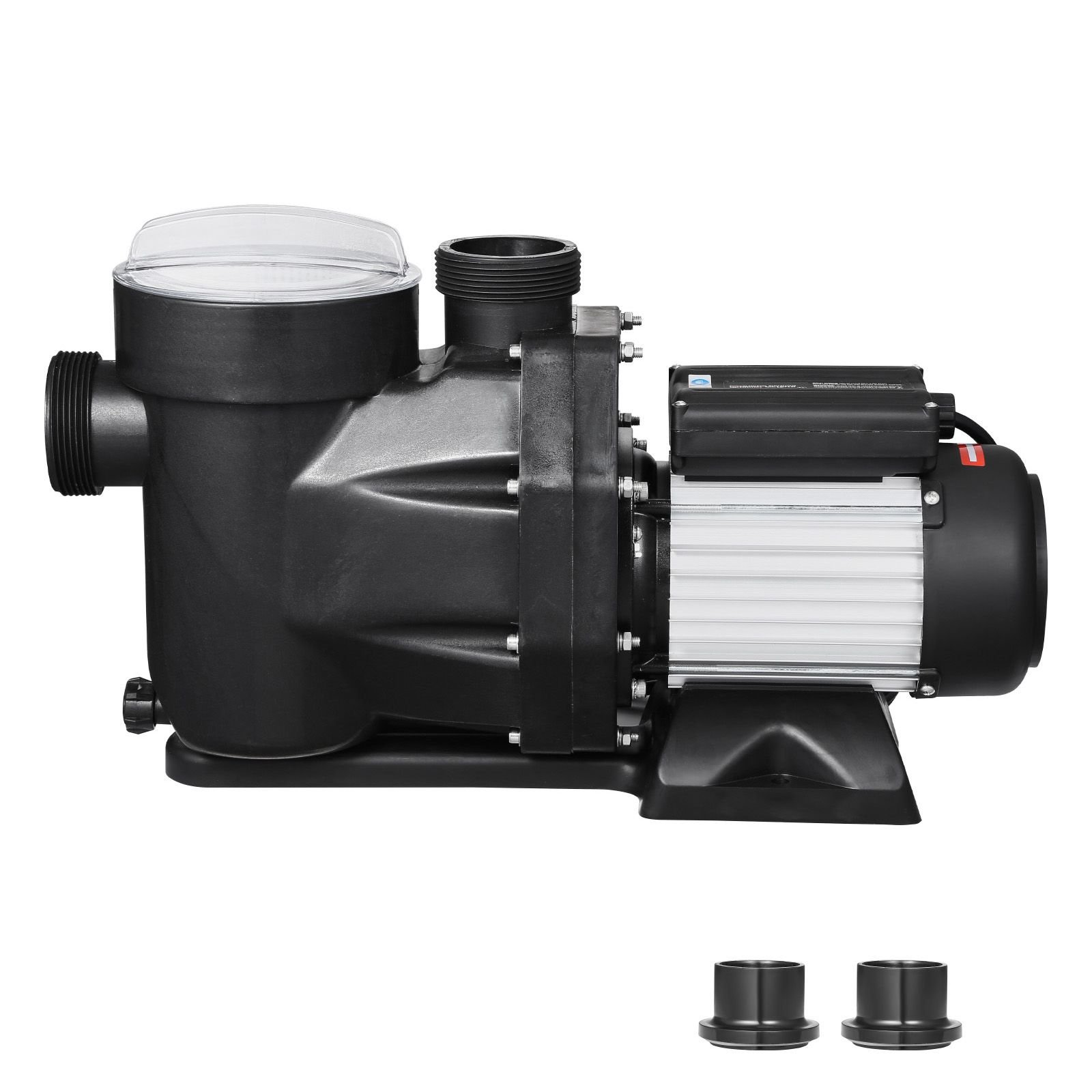 above ground pool pump 2 hp 135 gpm max flow single speed swimming pool pump 220v 3450 rpm 61 ft max head lift with pp shell strainer basket 122 fahrenheit max water temp no plug.jpg