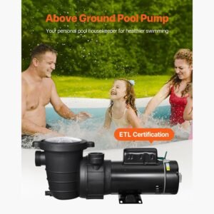 Above Ground Pool Pump, 2HP/0.44HP, Dual Speed Swimming Pool Pump, High 118 GPM 56 ft Lift, Low 57 GPM 14 ft Lift, 110V 3450 RPM with Strainer Basket, 122 Fahrenheit Max Water Temp