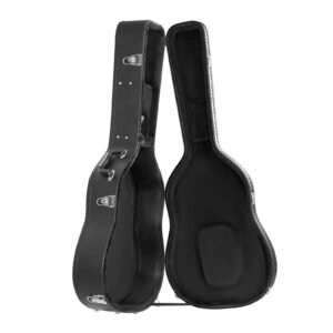 Acoustic Guitar Hard Case, 43.31 in Gourd-Shaped Guitar Hard Case, With Lock Latch Key Handle, PVC Padding Soft Lining Water-Resistant Hard Shell Guitar Case, for 39-41 in Acoustic Guitar, Black