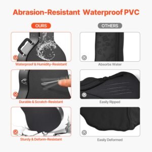 acoustic guitar hard case, 43.31 in gourd shaped guitar hard case, with lock latch key handle, pvc padding soft lining water resistant hard shell guitar case, for 39 41 in acoustic guitar, black