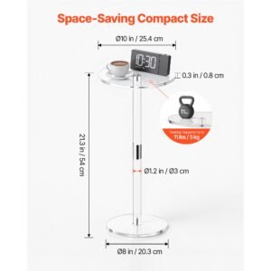 acrylic drink table clear end table round top with solid post modern acrylic cake table stand transparent side desk for coffee drink food snack easy assembly 10 x 10 x 213 in clear 2.jpg