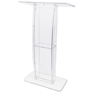 acrylic podium 47 clear acrylic podium stand with wide reading surface storage shelf floor standing clear pulpits acrylic for church office school.jpg