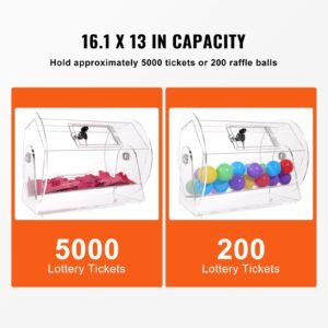acrylic raffle drumprofessional raffle ticket spinning cage with 2 keys transparent lottery spinning drawing holds 5000 tickets or 200 raffle balls raffle ticket box for lottery games bingo 2.jpg