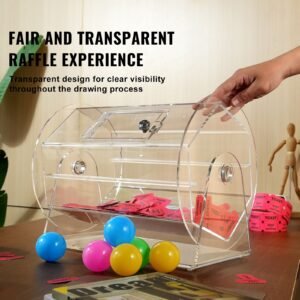 acrylic raffle drumprofessional raffle ticket spinning cage with 2 keys transparent lottery spinning drawing holds 5000 tickets or 200 raffle balls raffle ticket box for lottery games bingo 5.jpg