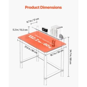 acrylic table 2 tiers clear office desk with monitor stand acrylic study computer desk modern side end table nightstand for bedroom office study cloakroom 197 x 315 x 347 in clear 2.jpg