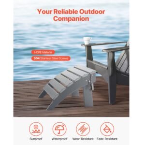 adirondack ottoman 169l x 189w x 13h inch hdpe plastic folding adirondack ottoman weather resistant foot rest for adirondack chair widely used for outside porch pool lawn backyard gray 3.jpg