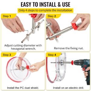 adjustable hole saw cutter kit 1 58 to 11 13 16 40 300 mm recessed hole saw with pc dust shield two replaceable pilot drill bits for recessed lights ceiling speakers vent holes 5.jpg