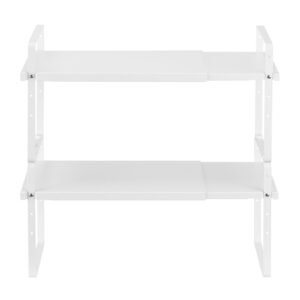adjustable kitchen cabinet shelf organizer expandable 2 tier cabinet shelf stackable countertop organizers and storage shelf risers pantry organizers for kitchen bathroom office white.jpg
