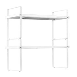 adjustable kitchen cabinet shelf organizer expandable 2 tier cabinet shelf stackable countertop organizers and storage shelf risers pantry organizers for kitchen bathroom office white 5.jpg