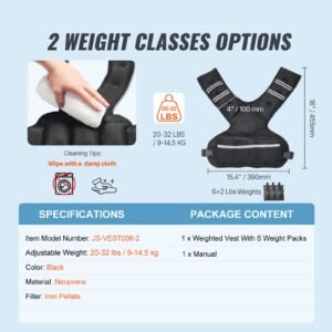 adjustable weighted vest 20 32lb weight vest with 6 ironsand weights and reflective stripe body weight vest exercise set for men women workout equipment for strength training running jogging 2.jpg
