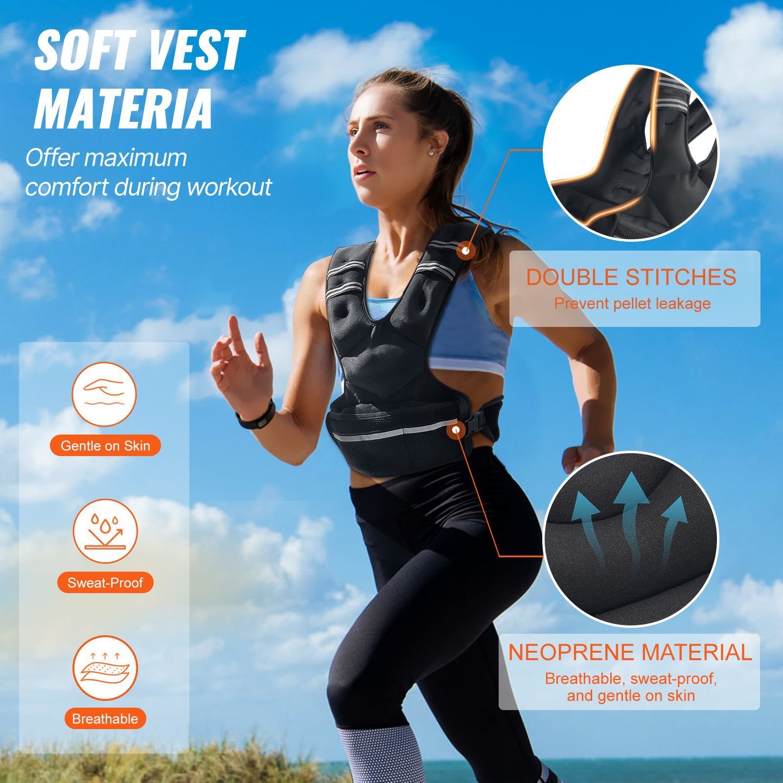 adjustable weighted vest 20 32lb weight vest with 6 ironsand weights and reflective stripe body weight vest exercise set for men women workout equipment for strength training running jogging.jpg