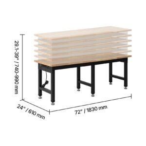 adjustable workbench 5000 lbs capacity 72 x 24 inch oak wood top workstation with 4 ac outlets 2 usb ports heavy duty hardwood worktable for garage workshop home office commercial 3.jpg