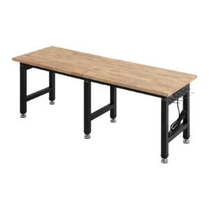 adjustable workbench 5000 lbs capacity 72 x 24 inch oak wood top workstation with 4 ac outlets 2 usb ports heavy duty hardwood worktable for garage workshop home office commercial 4.jpg
