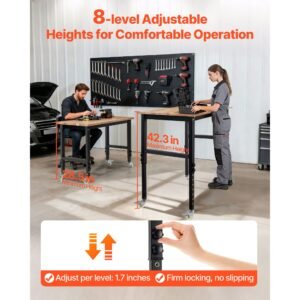 adjustable workbench on wheels 1500 lbs capacity 48 x 24 inch oak wood top workbench with 285 423 inch height adjustment heavy duty hardwood worktable for garage workshop home office 1.jpg