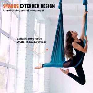 aerial silk yoga swing 87 yards aerial yoga hammock kit with 100gsm nylon fabric full rigging hardware easy set up guide antigravity flying for all levels fitness bodybuilding green 3.jpg