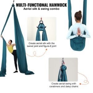 aerial silk yoga swing 87 yards aerial yoga hammock kit with 100gsm nylon fabric full rigging hardware easy set up guide antigravity flying for all levels fitness bodybuilding green 4.jpg