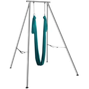Aerial Yoga Frame & Yoga Hammock, 9.67 ft Height Professional Yoga Swing Stand Comes with 6.6 Yards Aerial Hammock, Max 551.15 lbs Load Capacity Yoga Rig for Indoor Outdoor Aerial Yoga, Green
